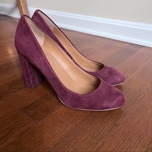 J. Crew Factory Burgundy Suede Chunky Block Heel Sz 11